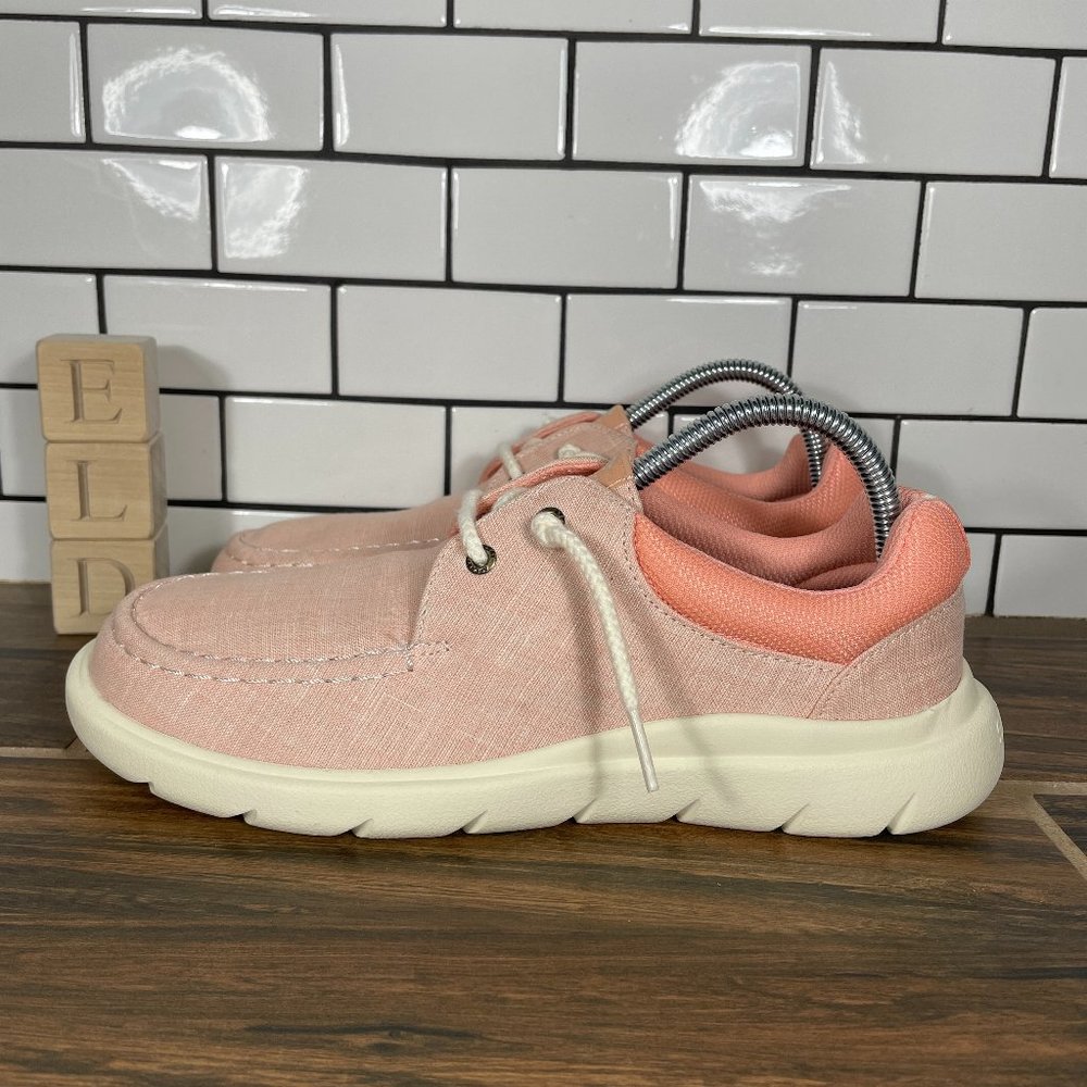 Sperry Captains Moc Shoes Womens Size 8.5 Peach Chambray Casual Comfort Slip On